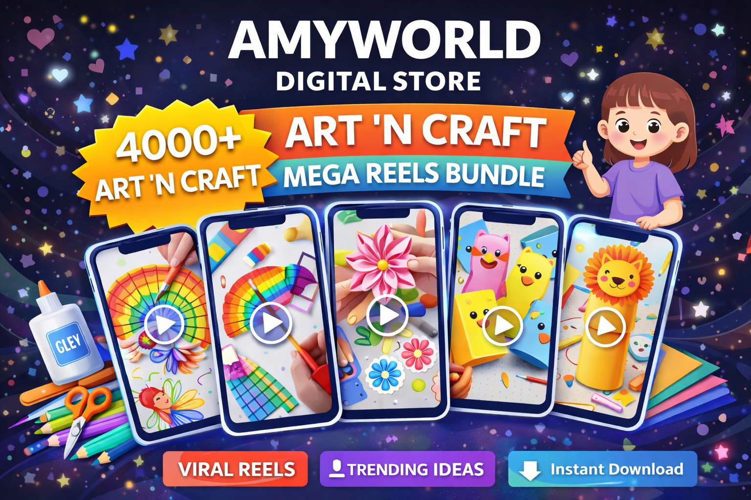 4000+ Art & Craft Reels Bundle | DIY Craft Videos | Kids & Creative Projects | Viral Reels Content | Instant Download