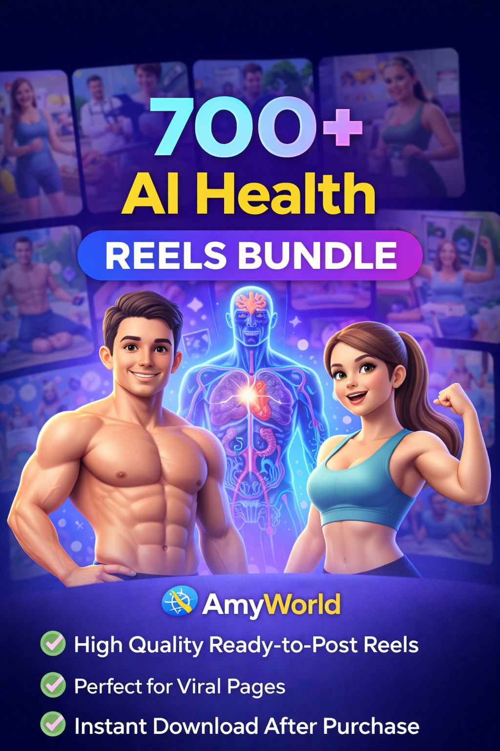700+ AI Health Reels Bundle | Viral Health Awareness Content Pack | Instant Download – AmyWorld