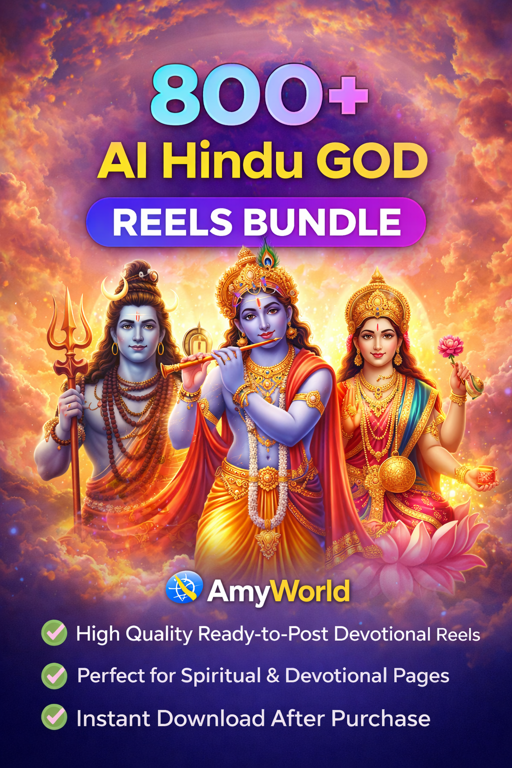 800+ AI Hindu God Reels Bundle | Devotional Viral Reels Pack | Instant Download – AmyWorld