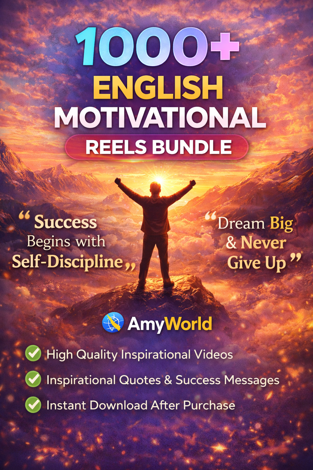 1000+ English Motivational Reels Bundle | Viral Motivation Videos | Instant Download – AmyWorld