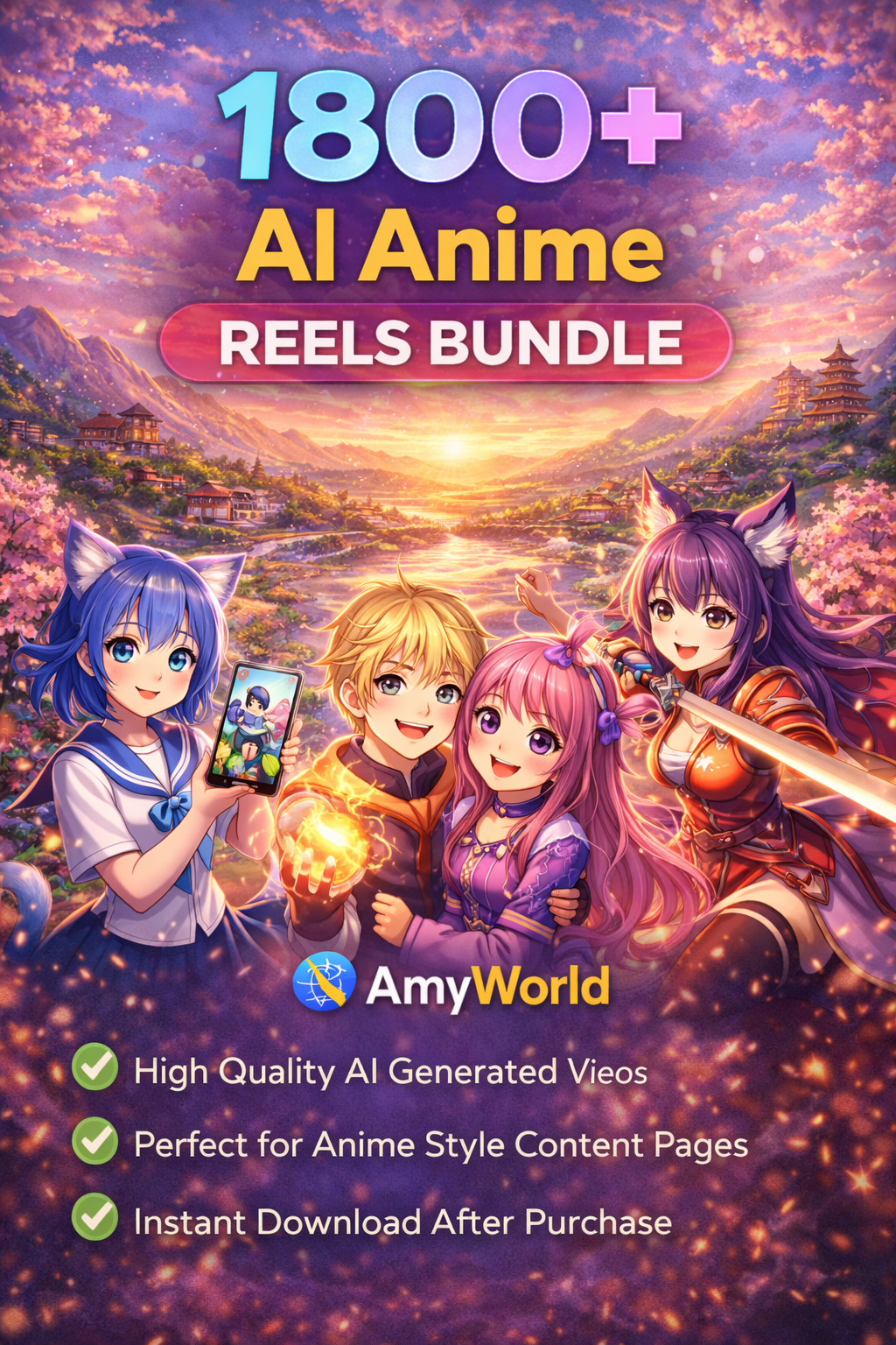 1800+ AI Anime Reels Videos Bundle | Viral Anime Content Pack | Instant Download – AmyWorld