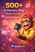 500+ AI Monkey Vlog Reels Bundle | Funny Viral Animal Reels Pack | Instant Download – AmyWorld