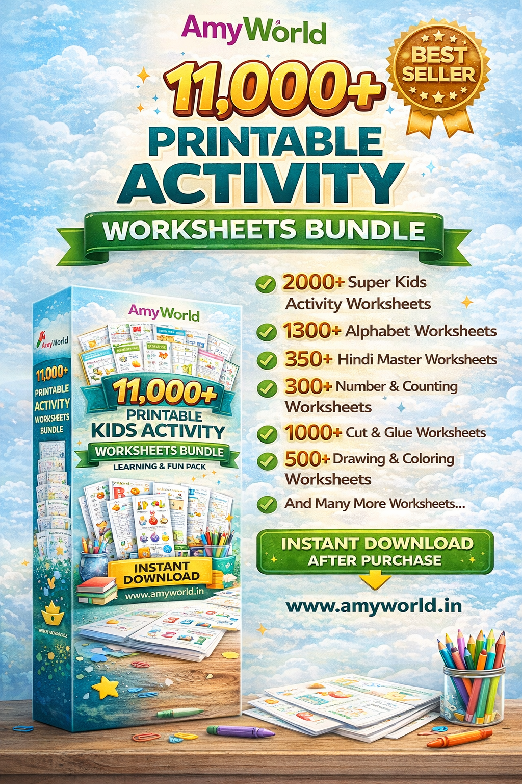 11,000+ Printable Kids Activity Worksheets Bundle | Learning & Fun Pack | Instant Download – AmyWorld