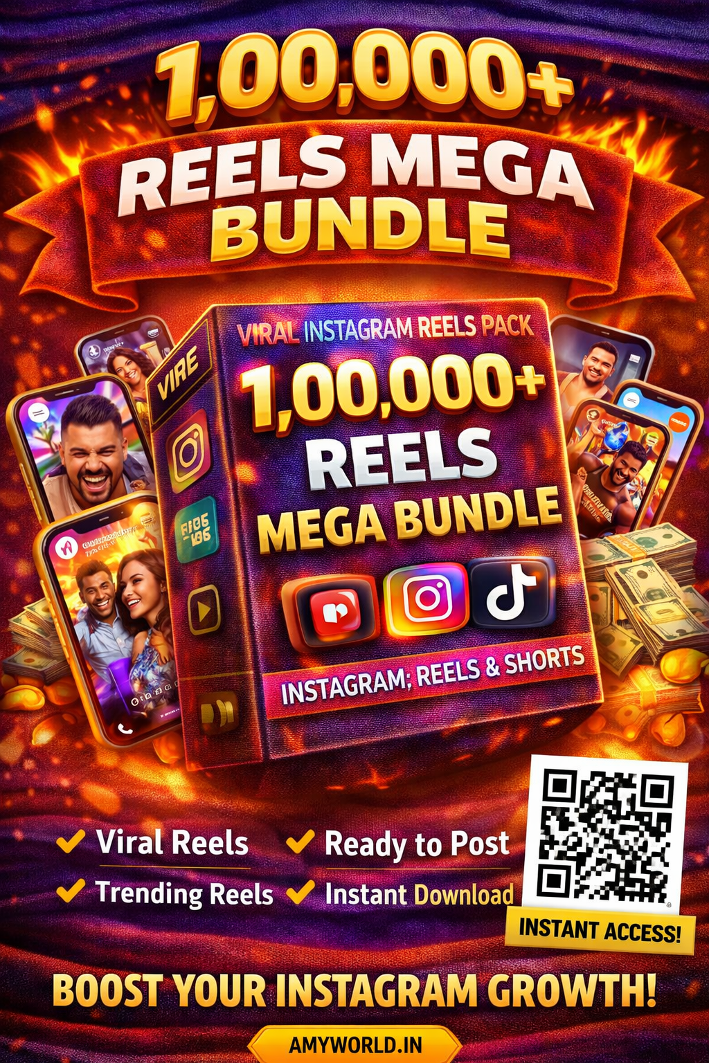1,00,000+ Digital Products Bundle | Reels, Graphics & Courses | All-in-One Mega Pack | Instant Download – AmyWorld