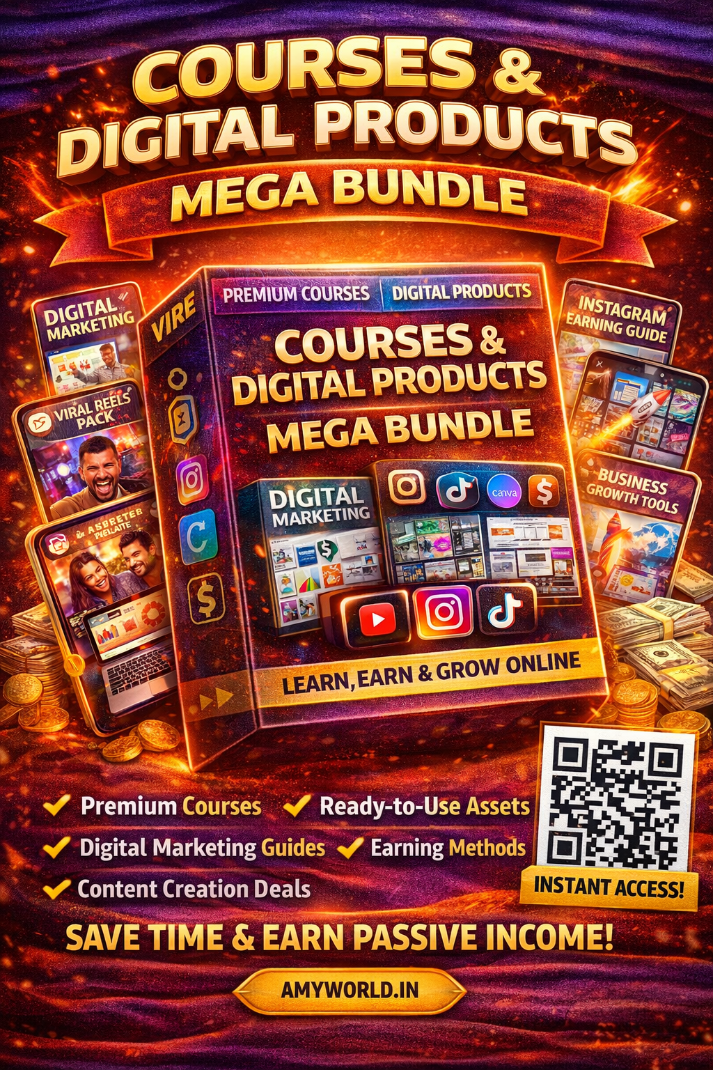 Premium Courses & Digital Products Bundle | Learn, Earn & Grow Online | All-in-One Pack | Instant Download – AmyWorld