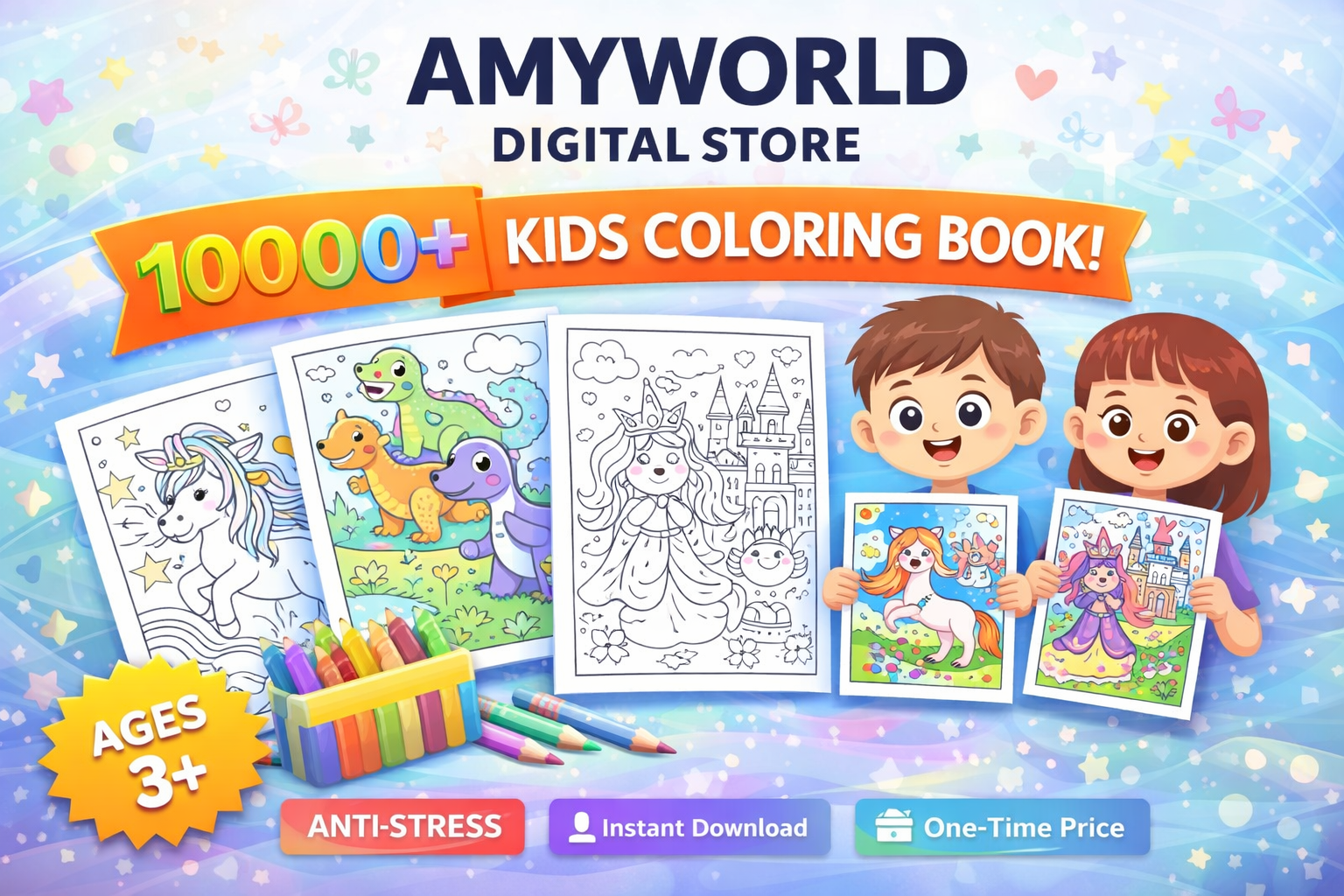 10000+ Kids Coloring Pages Bundle | Printable Coloring Book for Kids | Fun Learning Activities | Ages 3+ | Instant Download