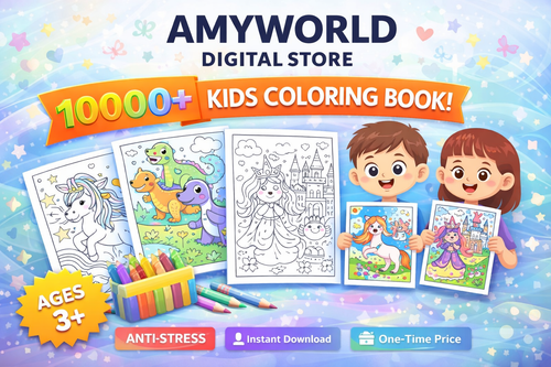 10000+ Kids Coloring Pages Bundle | Printable Coloring Book for Kids | Fun Learning Activities | Ages 3+ | Instant Download
