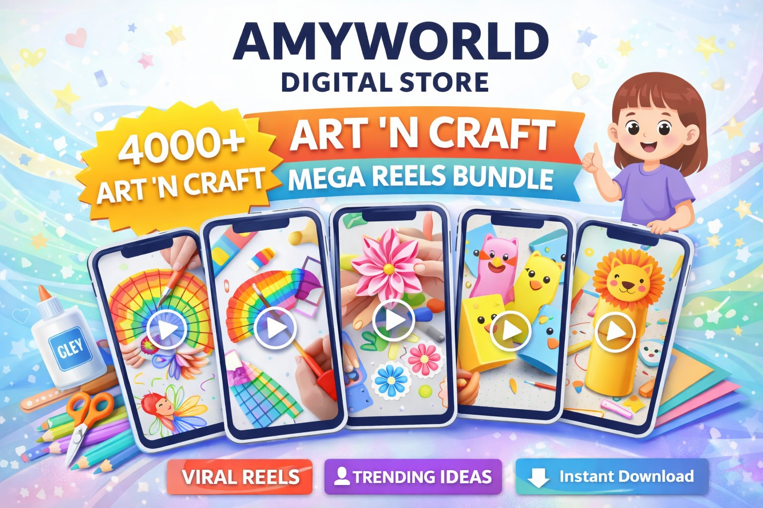 4000+ Art & Craft Reels Bundle | DIY Craft Videos | Kids & Creative Projects | Viral Reels Content | Instant Download