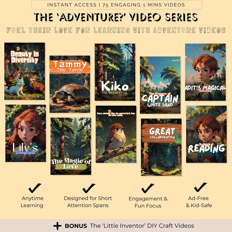 Kids Digital Video Bundle – Animated Adventure & Bedtime Stories (75+ Videos) | Instant Download | AmyWorld
